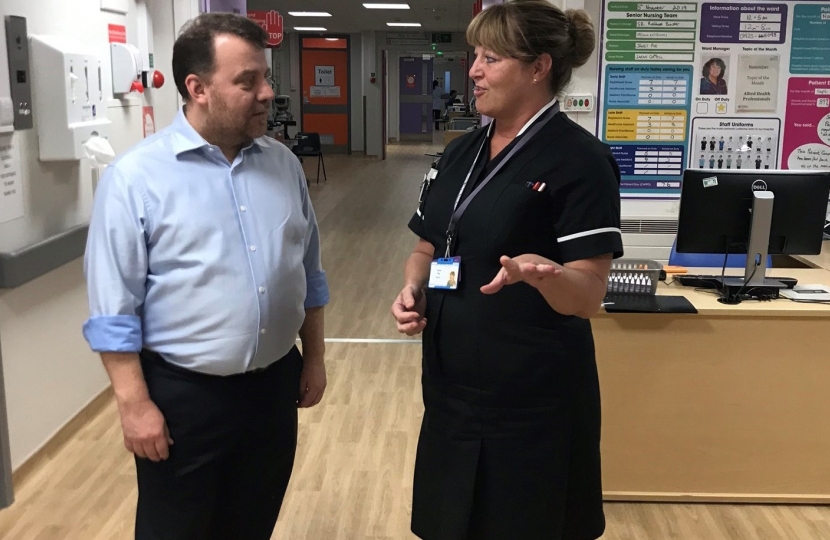Andy carter visits warrington hospital